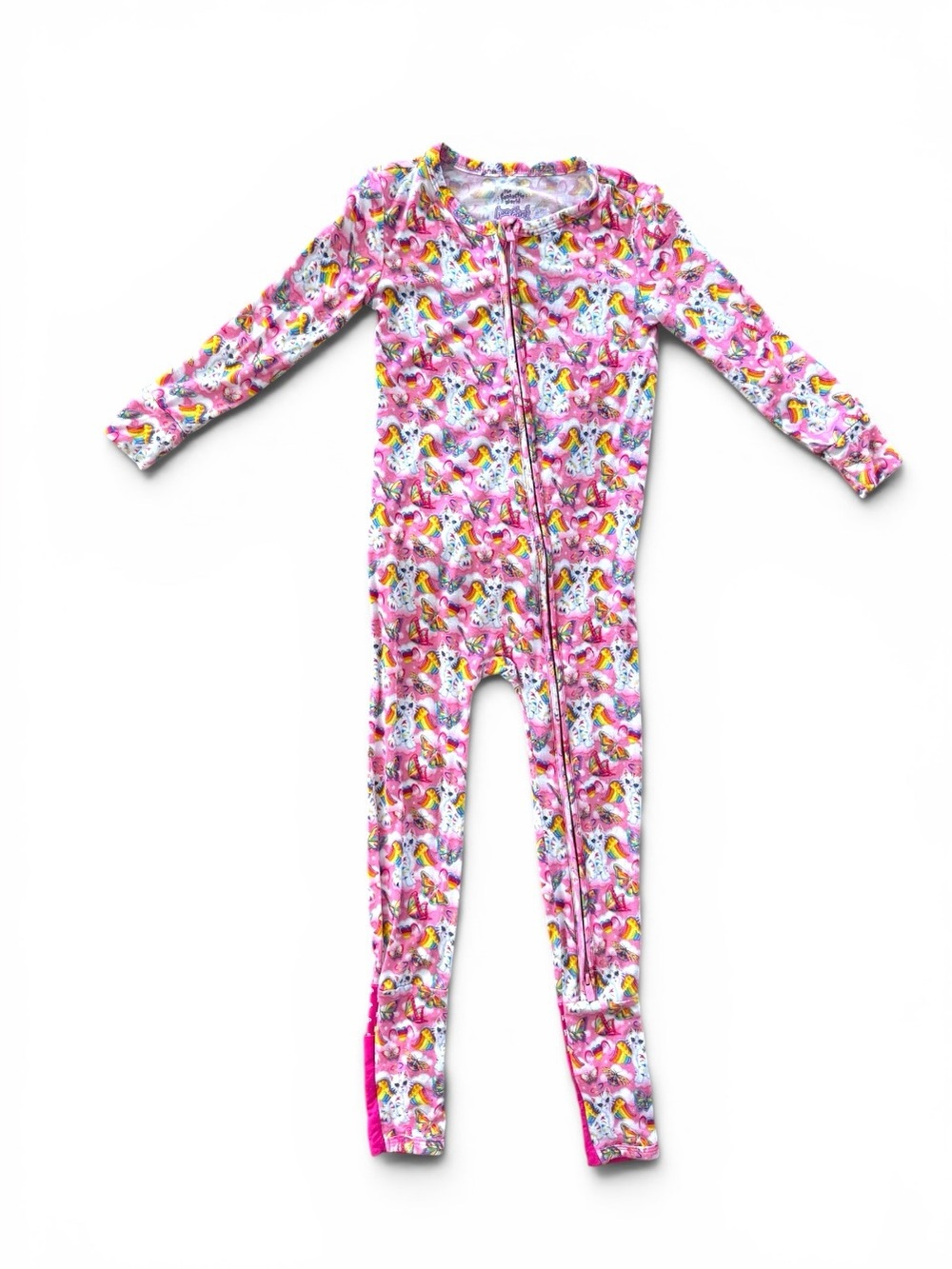 Posh Peanut x Lisa Frank Angel Kitty Convertible Bamboo Sleeper Pajamas 3T EUC